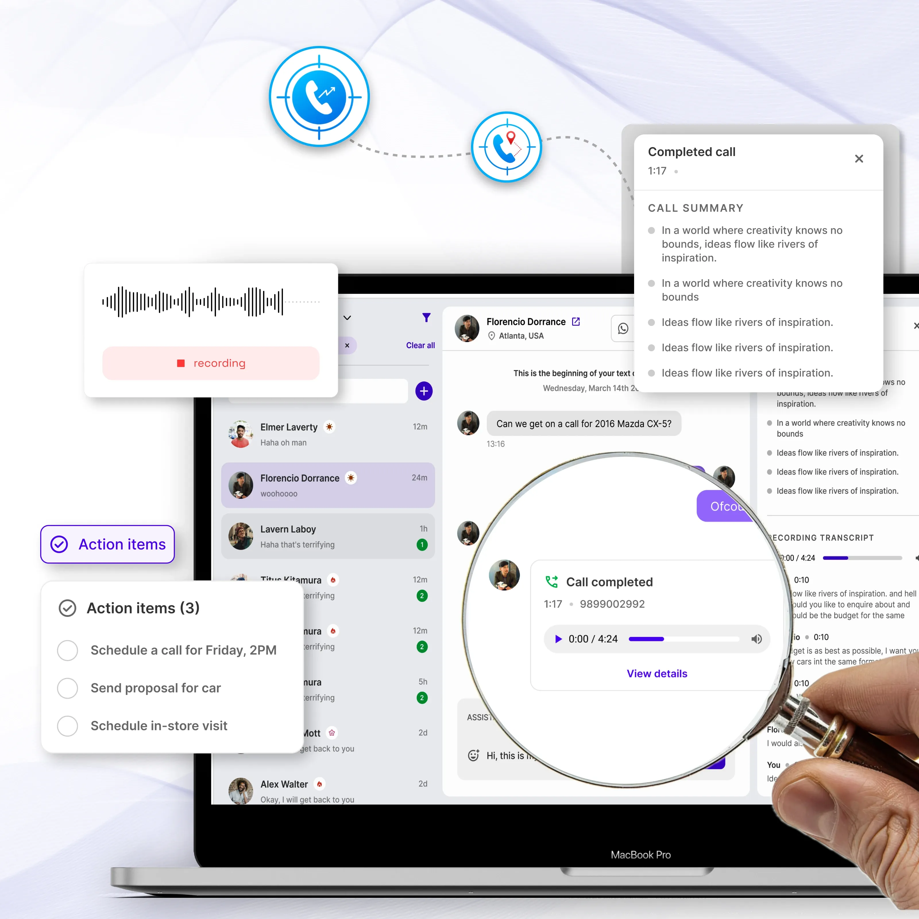 پیگیری تماس‌ها به صورت آنی